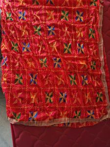 Women&#39;s Embroidered Phulkari Chiffon Dupatta