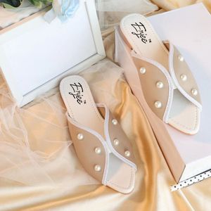 Enjee Pearl Embellished Slides - Size 38