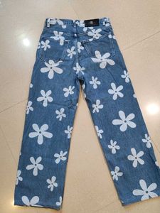 Floral Print Denim Jeans