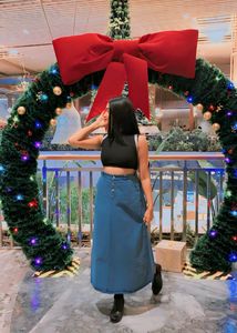 Trending Blue long Denim Skirt