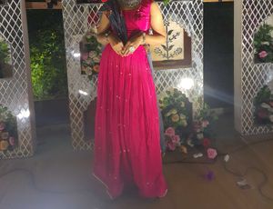 Pink Beads Work Lahnga Choli