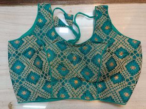 Embroidered Teal Blouse