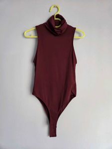Burgundy Turtleneck Bodysuit Zara S STRETCHABL