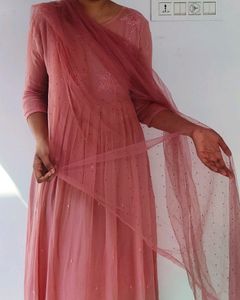 Peach A Line Kurta Set