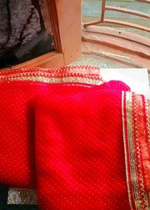 2 Red Colored Mata Chunri/Dupatta/Stall