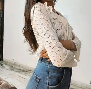 Ruffled Tie Up Crop Top