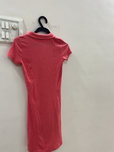 Ribbed Knit Polo Mini Dress
