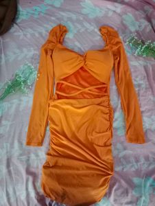 Orange Bodycon Mini Dress