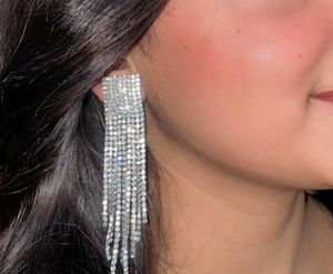 Sparkling Rhinestone Tassel Earrings