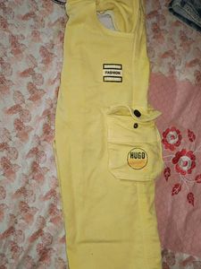 Yellow Cargo Capri Pants