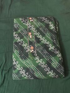 Green Printed Dress Material