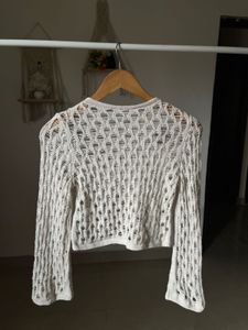 H&amp;M Off White Hole Knit Jumper