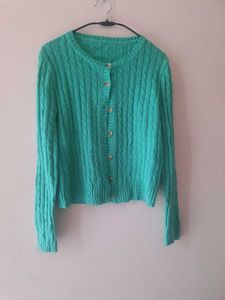 Teal Cable Knit Cardigan
