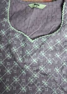 Embroidered Gray Tunic Top