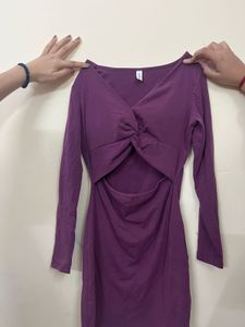 Purple Long Sleeve Mini Dress