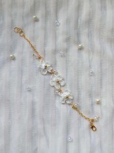 Crochet Micro Flower Pearl Bracelet