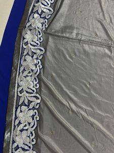 Ethnic Festive Saree In Navy And Grey Colour