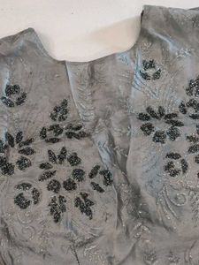 Grey Floral Lehenga Choli Set