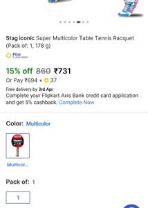 STAG Table Tennis Bat/Racquet (TT)