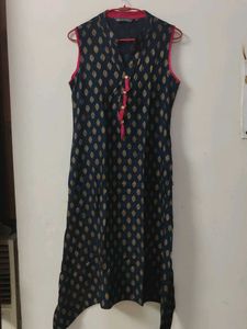 Navy Blue Printed Kurta