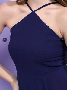 Navy Blue Shoulders Straps Maxi Dress