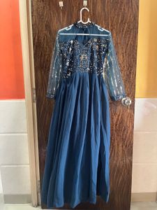 32 Bust Blue Embellished Maxi Dress