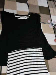 Black &amp; White Colour Midi Dress 👗 Good Fitting