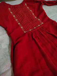 coral colour a line kurti