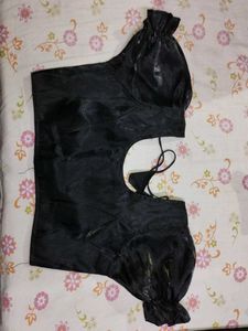 Black Blouse with Puff Sleeves