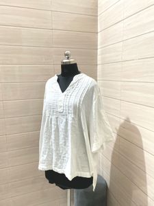 Oversized pure cotton Flowy White Blouse