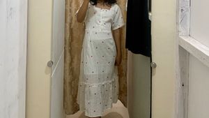 White Heart Print Midi Dress