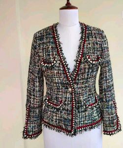 Tweed Blazer with Red Trim And Channel Button