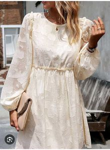 Cream Lace Dress With Empire Sleeves