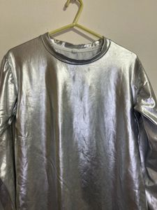 Stylish Silver Long Sleeve Top