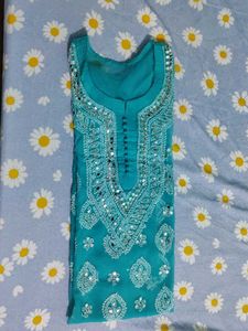 Teal Embroidered Kurti