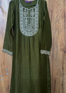 libas olive green kurta