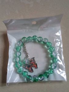Green Beaded Butterfly Bracelet