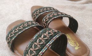 Ethnic Olive Color Flats