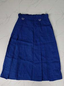 Vintage Blue Pleated Kilt Skirt