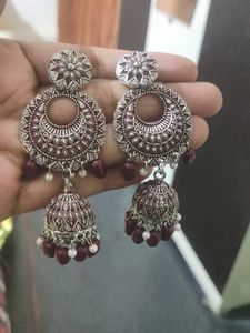 Oxidized Jhumka Earrings