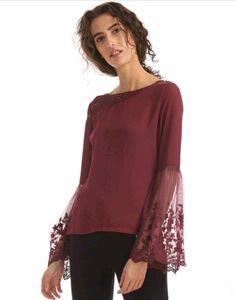 Elle Studio Boat Neck Top With Bell Sleeves