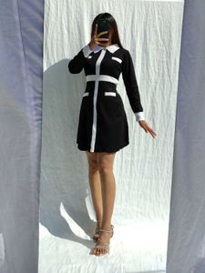 Korean Black Fit And Flare Dress