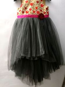 Black Balloon Frock Embroidered, Flared