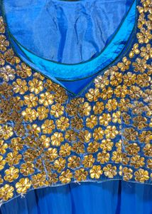 Blue &amp; Gold Embellished Anarkali