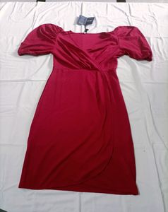 Puff Sleeve V-Neck Bodycon Casual Mini Dress