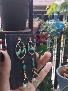 jade earrings , 2 pairs