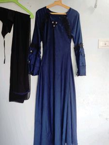 Elegant Stylish Navy Blue  Abaya🥰free Earing