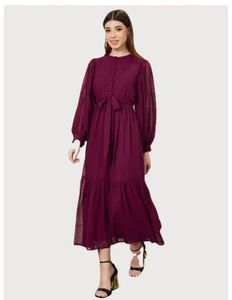 Styli Chic Burgundy Tiered Maxi Dress