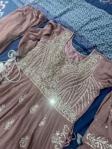Lavender Nairacut Ston Work Kurta Set