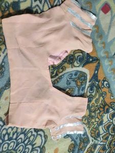 Peach And Off White Saree